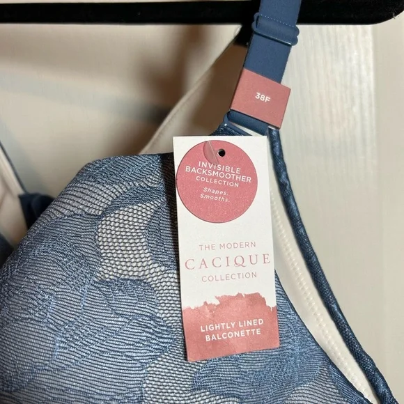 Cacique NWT 38F Elegant Blue Lace Bra - Picture 2 of 5